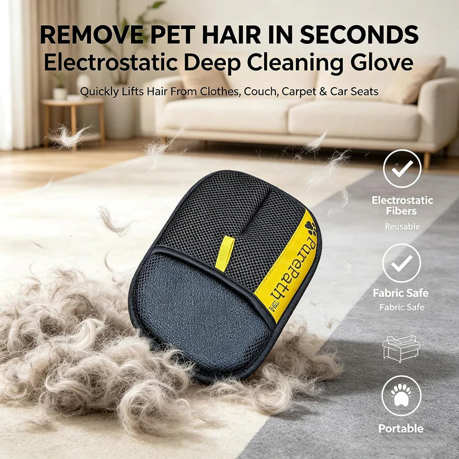 Pet Hair Remover Glove - Electrostatic Mitt for Dogs & Cats