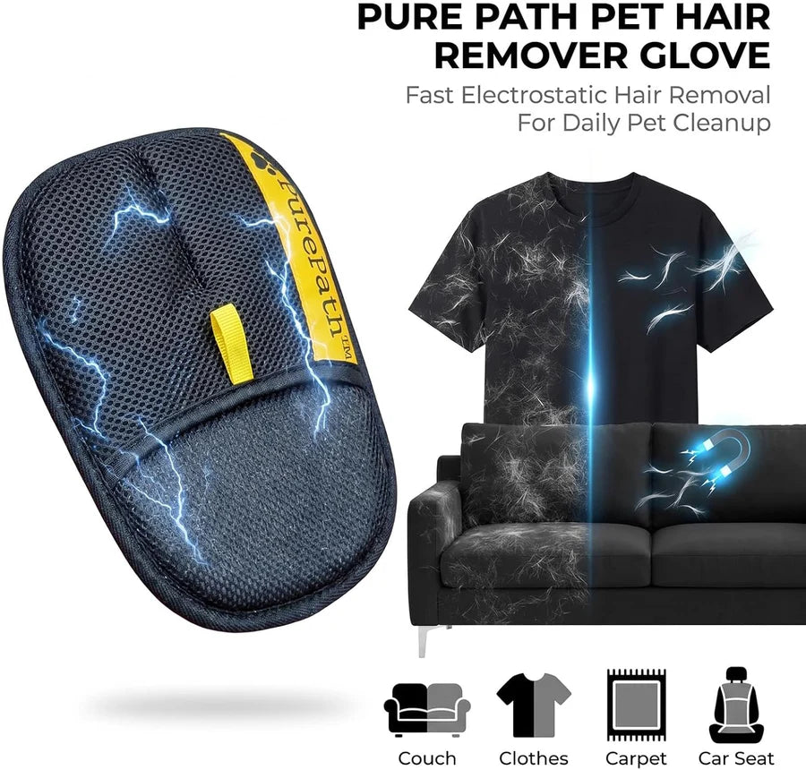 Pet Hair Remover Glove - Electrostatic Mitt for Dogs & Cats